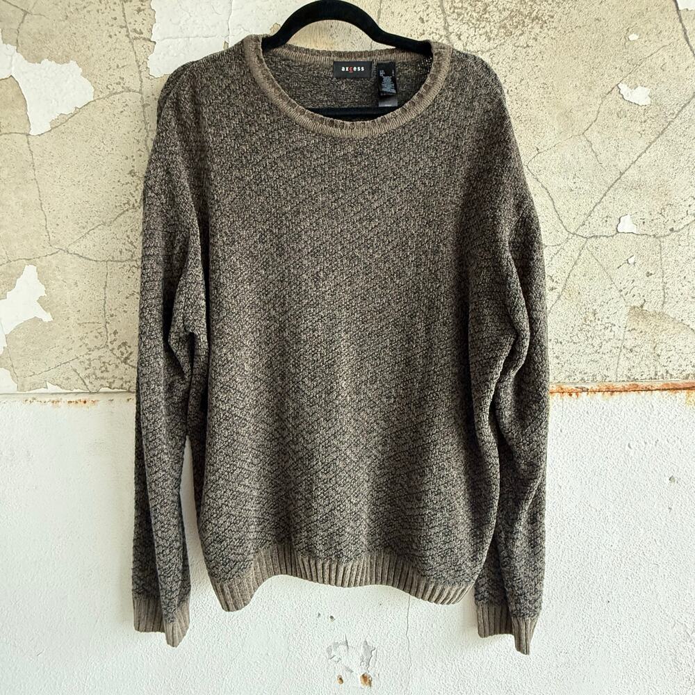 Vintage Sweater Mens L Crew Neck Pullover Two Tone Long Sleeve Eclectic Grandpa